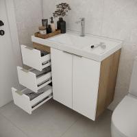 Gabinete De Banheiro Sem Cuba Vittare 79,6cm Estilare GAB5004 Carvalho-branco Gaveta Esquerda