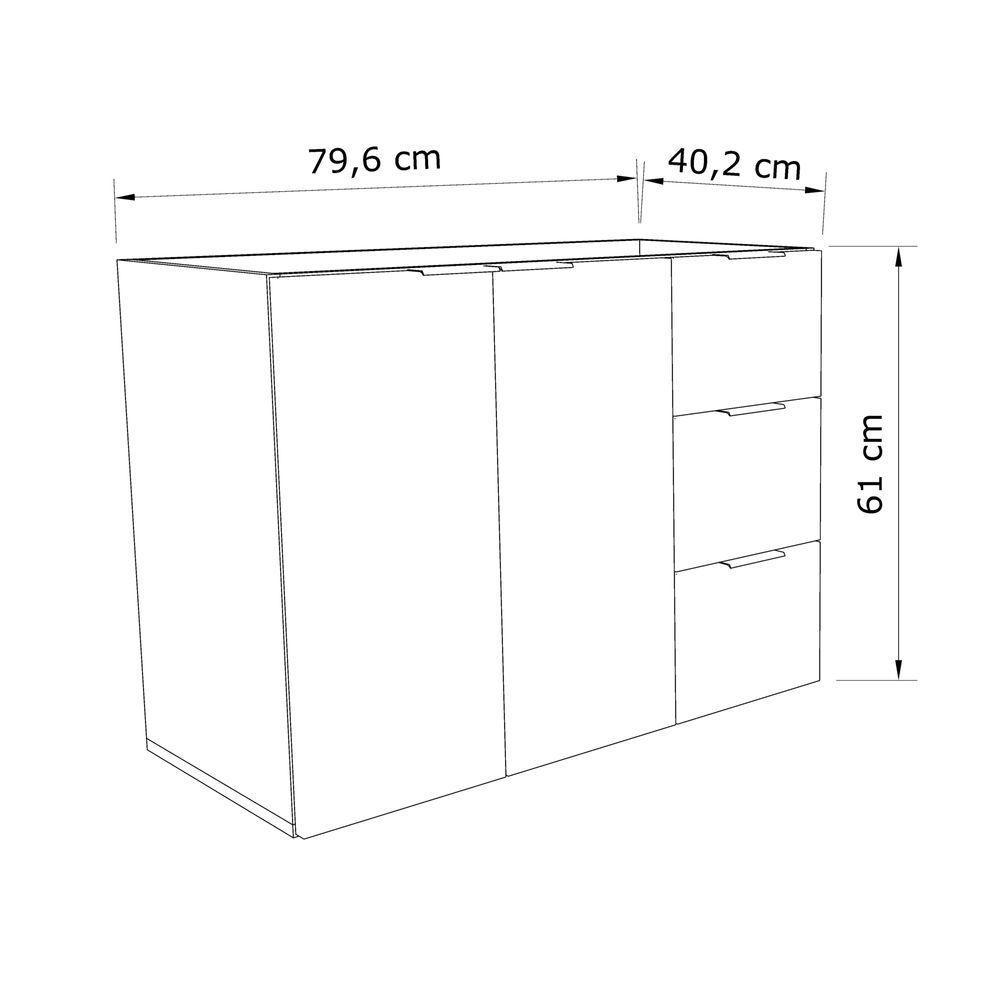 Gabinete De Banheiro Sem Cuba Vittare 79,6cm Estilare GAB5003 Carvalho-verde Gaveta Direita - 3