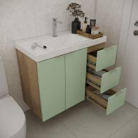 Gabinete De Banheiro Sem Cuba Vittare 79,6cm Estilare GAB5003 Carvalho-verde Gaveta Direita