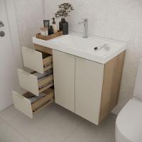 Gabinete De Banheiro Com Cuba Vittare 79,6cm Estilare GAB5004 Carvalho-nude Gaveta Esquerda - 5