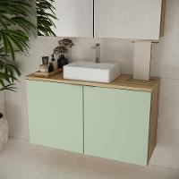 Gabinete Com Cuba Nature 110cm Estilare GAB4035 Carvalho-verde - 1