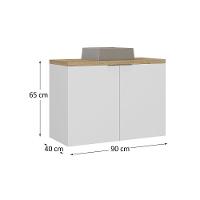 Gabinete Com Cuba Nature 90cm Estilare GAB4032 Branco-carvalho