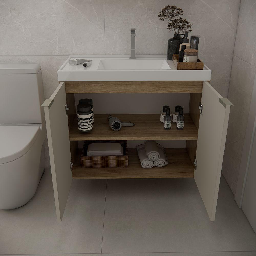 Gabinete De Banheiro Com Cuba Vittare 79,6cm Estilare GAB5002 Carvalho-nude - 6