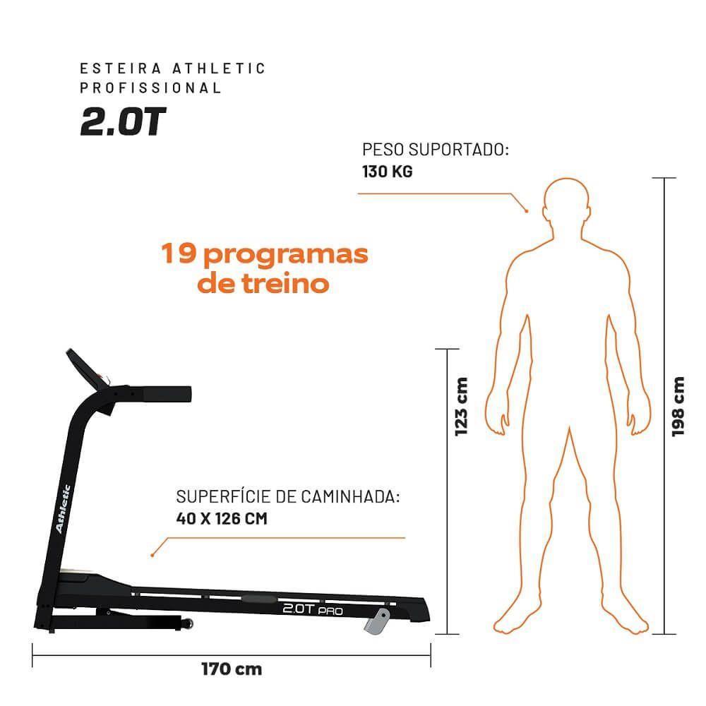 Esteira Ergométrica Athletic Profissional 2.0t 16km/h 130kg Suportados 26 Programas Motor Weg 220V - 4