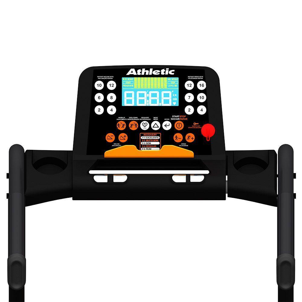 Esteira Elétrica Athletic Performance 710t 16km/h 130kg Dobrável Inclinação Eletrônica 25 Programas 110V - 8