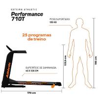 Esteira Elétrica Athletic Performance 710t 16km/h 130kg Dobrável Inclinação Eletrônica 25 Programas 110V - 6