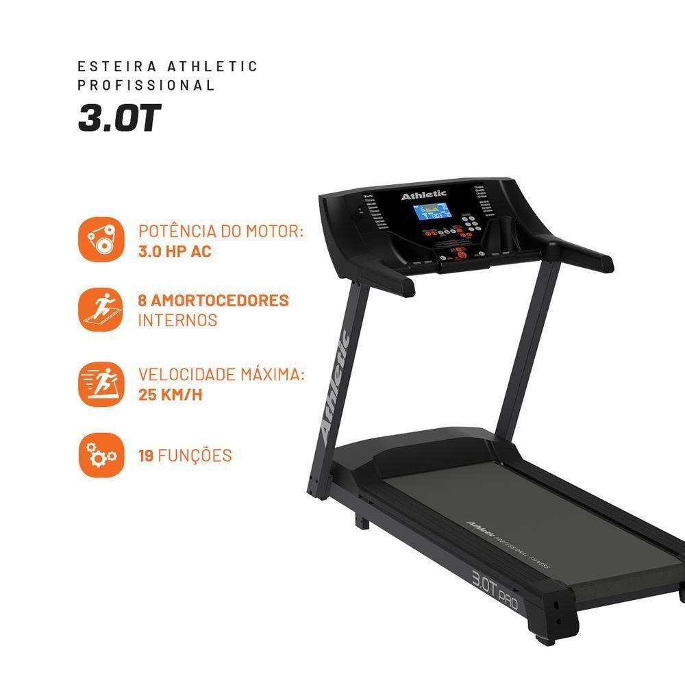Esteira Profissional Athletic Amazon 3.0t 25km/h Suporta 150kg 18 Programas Academias/condomínios 110V - 2