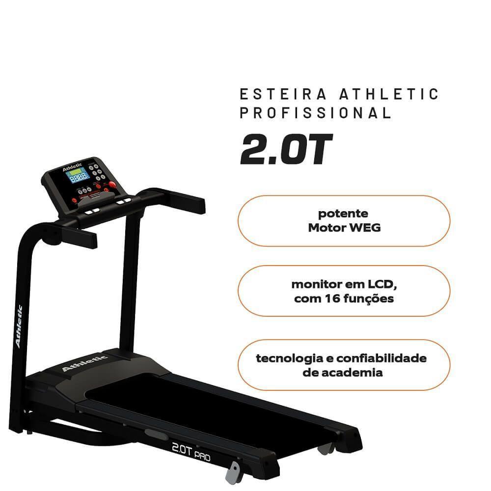 Esteira Ergométrica Athletic Profissional 2.0t 16km/h 130kg Suportados 26 Programas Motor Weg 110V - 6
