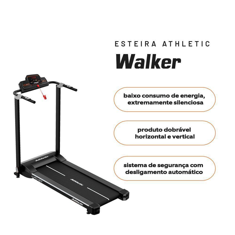 Esteira Elétrica Athletic Walker 10km/h 100kg Suportados Compacta Dobrável Silenciosa E Econômica Bivolt - 2