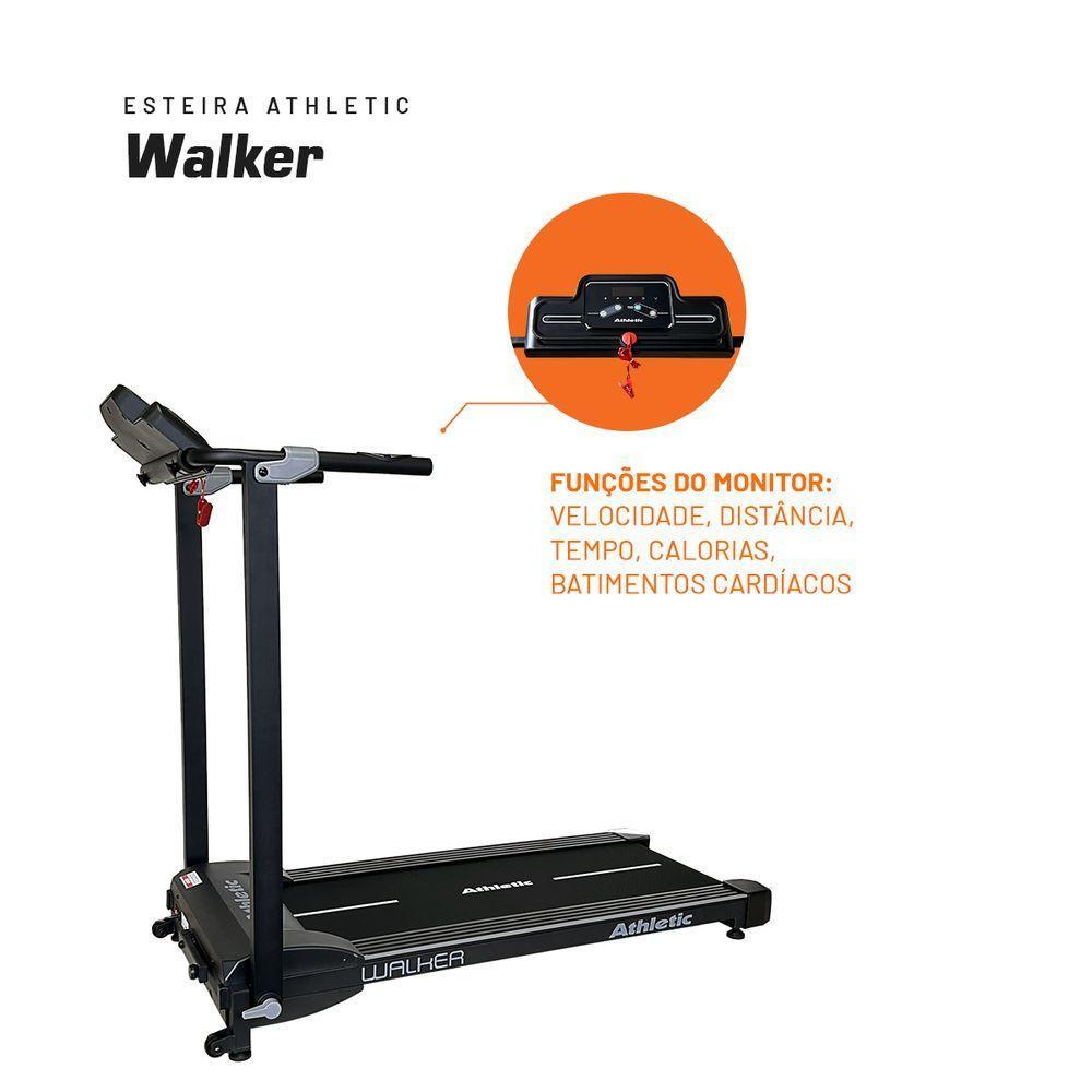 Esteira Elétrica Athletic Walker 10km/h 100kg Suportados Compacta Dobrável Silenciosa E Econômica Bivolt - 6