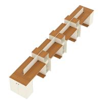 Estação De Trabalho 8 Lugares Tech Office 8 Mesas 6 Armários - Off White E Cedro Off White E Cedro - 3