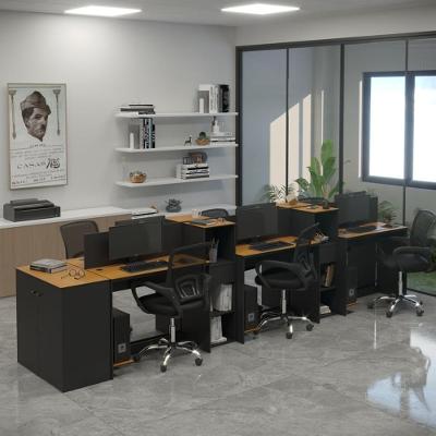 Estação De Trabalho 6 Lugares Office Tech 6 Mesas 4 Armários - Preto E Cedro Preto E Cedro