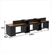 Estação De Trabalho 6 Lugares Office Tech 6 Mesas 4 Armários - Preto E Cedro Preto E Cedro - 2