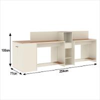 Estação De Trabalho 4 Lugares Office Tech 4 Mesas 2 Armários - Off White E Cedro Off White E Cedro - 2