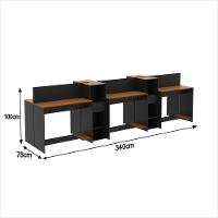 Estação De Trabalho 6 Lugares Office Tech 6 Mesas 4 Armários - Preto E Cedro Preto E Cedro - 2