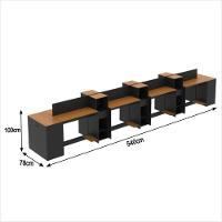 Estação De Trabalho 8 Lugares Tech Office 8 Mesas 6 Armários - Preto E Cedro Preto E Cedro - 2