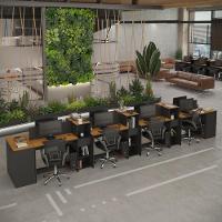 Estação De Trabalho 8 Lugares Tech Office 8 Mesas 6 Armários - Preto E Cedro Preto E Cedro