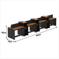 Estação De Trabalho 8 Lugares Tech Office 8 Mesas 6 Armários - Preto E Cedro Preto E Cedro - 2