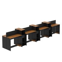 Estação De Trabalho 8 Lugares Tech Office 8 Mesas 6 Armários - Preto E Cedro Preto E Cedro - 3