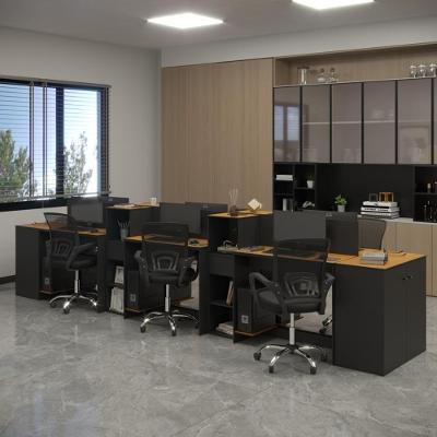 Estação De Trabalho 6 Lugares Tech Office 6 Mesas 4 Armários - Preto E Cedro Preto E Cedro