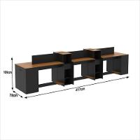 Estação De Trabalho 6 Lugares Tech Office 6 Mesas 4 Armários - Preto E Cedro Preto E Cedro - 2