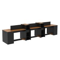 Estação De Trabalho 6 Lugares Tech Office 6 Mesas 4 Armários - Preto E Cedro Preto E Cedro - 3