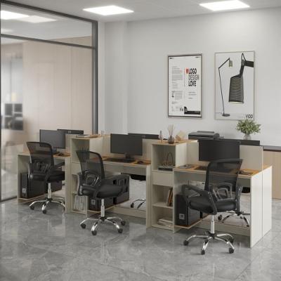 Estação De Trabalho 6 Lugares Office Tech 6 Mesas 4 Armários - Off White E Cedro Off White E Cedro