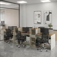 Estação De Trabalho 6 Lugares Office Tech 6 Mesas 4 Armários - Off White E Cedro Off White E Cedro - 1