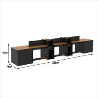 Estação De Trabalho 6 Lugares Tech Office 6 Mesas 4 Armários - Preto E Cedro Preto E Cedro - 2