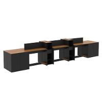 Estação De Trabalho 6 Lugares Tech Office 6 Mesas 4 Armários - Preto E Cedro Preto E Cedro - 3