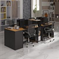 Estação De Trabalho 4 Lugares Office Tech 4 Mesas 2 Armários - Preto E Cedro Preto E Cedro - 1