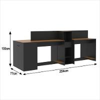 Estação De Trabalho 4 Lugares Office Tech 4 Mesas 2 Armários - Preto E Cedro Preto E Cedro - 2