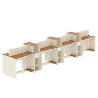 Estação De Trabalho 8 Lugares Tech Office 8 Mesas 6 Armários - Off White E Cedro Off White E Cedro - 3