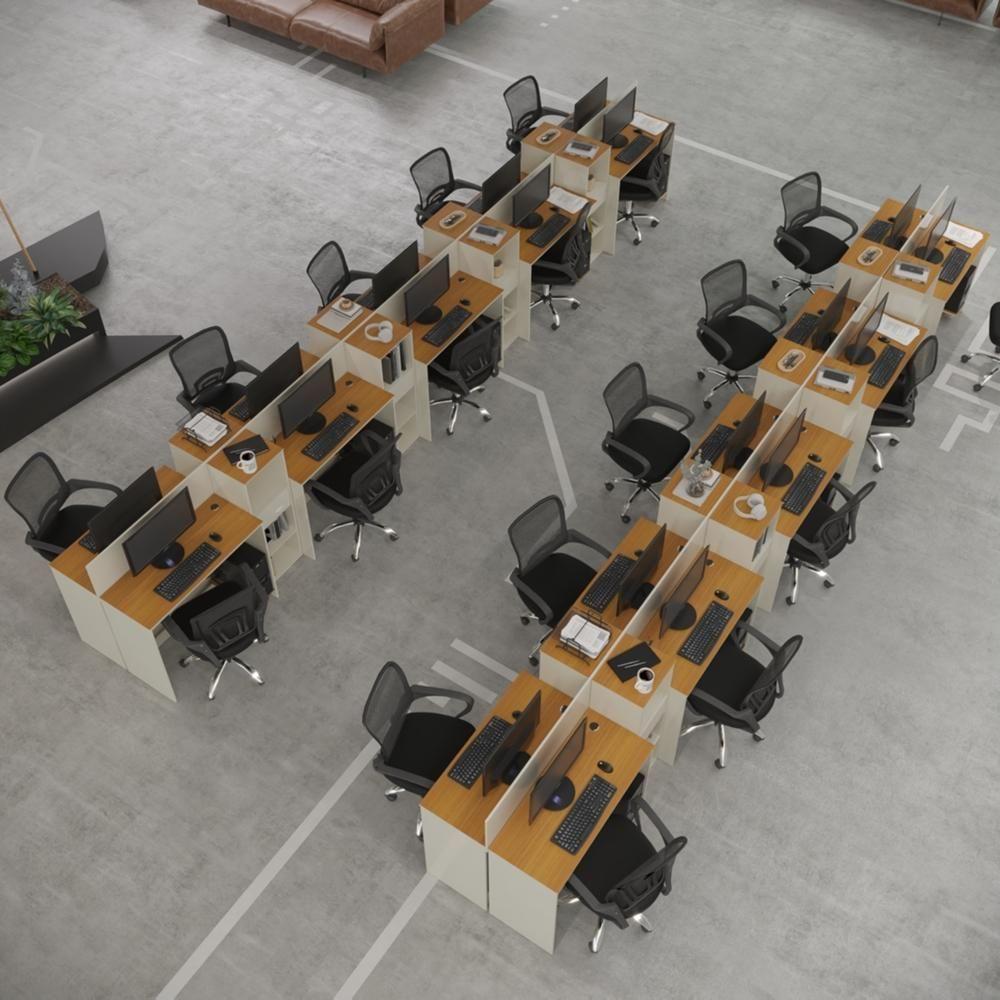Estação De Trabalho 20 Lugares Tech Office 20 Mesas 16 Armár - Off White E Cedro Off White E Cedro - 1