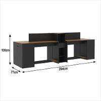 Estação De Trabalho 4 Lugares Office Tech 4 Mesas 2 Armários - Preto E Cedro Preto E Cedro - 2