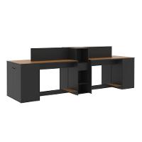 Estação De Trabalho 4 Lugares Office Tech 4 Mesas 2 Armários - Preto E Cedro Preto E Cedro - 3