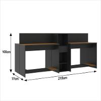 Estação De Trabalho 4 Lugares Office Tech 4 Mesas 2 Armários - Preto E Cedro Preto E Cedro - 2