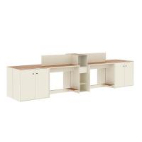 Estação De Trabalho 4 Lugares Office Tech 4 Mesas 2 Armários - Off White E Cedro Off White E Cedro - 3