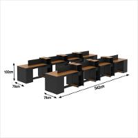 Estação De Trabalho 16 Lugares Office Tech 16 Mesas 12 Armár - Preto E Cedro Preto E Cedro - 2