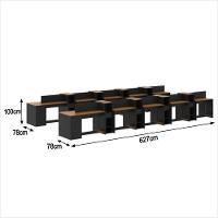 Estação De Trabalho 20 Lugares Office Tech 20 Mesas 16 Armár - Preto E Cedro Preto E Cedro - 3