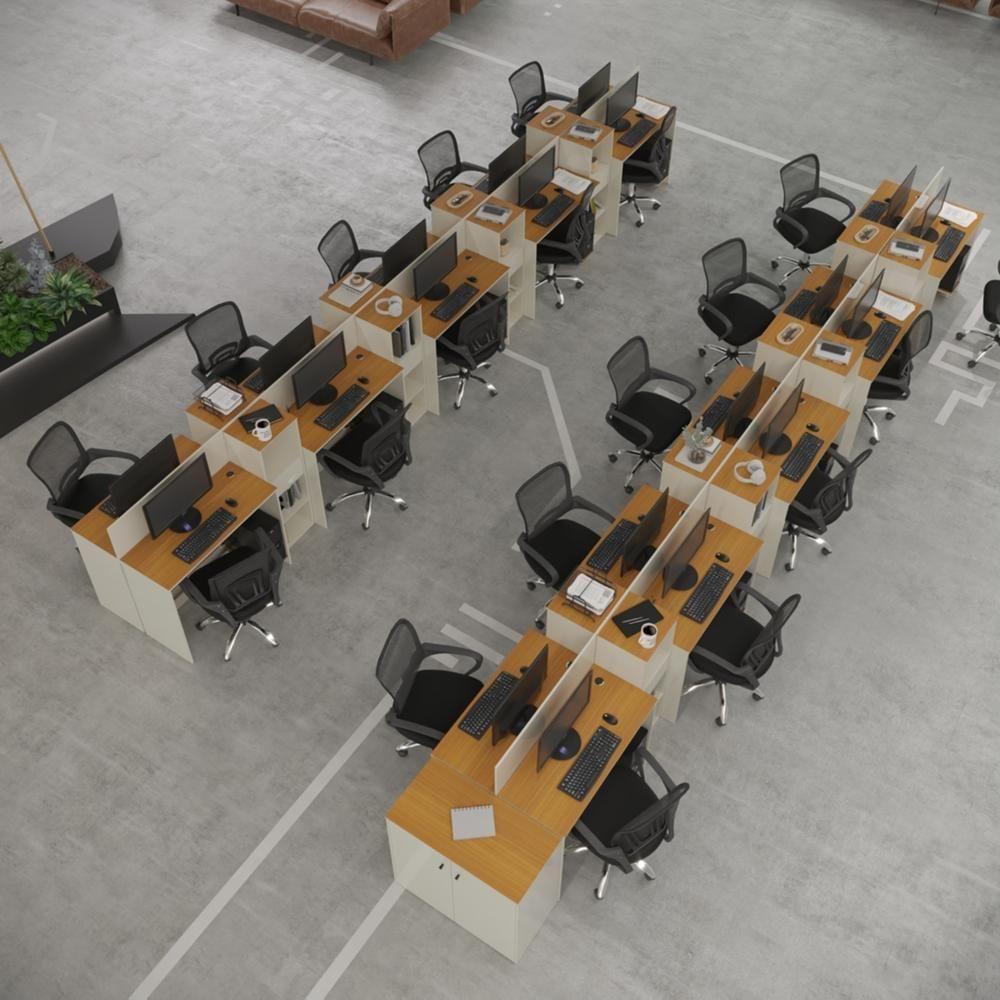 Estação De Trabalho 20 Lugares Office Tech 20 Mesas 16 Armár - Off White E Cedro Off White E Cedro - 1