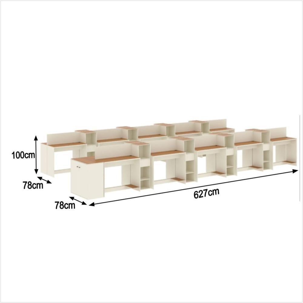 Estação De Trabalho 20 Lugares Office Tech 20 Mesas 16 Armár - Off White E Cedro Off White E Cedro - 2