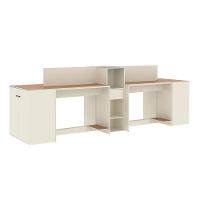 Estação De Trabalho 4 Lugares Office Tech 4 Mesas 2 Armários - Off White E Cedro Off White E Cedro - 3