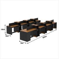 Estação De Trabalho 16 Lugares Office Tech 16 Mesas 12 Armár - Preto E Cedro Preto E Cedro - 2