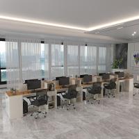 Estação De Trabalho 10 Lugares Tech Office 10 Mesas 8 Armári - Off White E Cedro Off White E Cedro