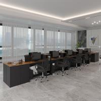 Estação De Trabalho 10 Lugares Tech Office 10 Mesas 8 Armári - Preto E Cedro Preto E Cedro