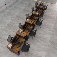 Estação De Trabalho 10 Lugares Tech Office 10 Mesas 8 Armári - Preto E Cedro Preto E Cedro - 1