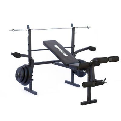 Estação De Musculação Athletic Advanced Banco Regulável Barras E 35kg Em Anilhas Para Treino Em Casa