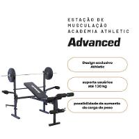 Estação De Musculação Athletic Advanced Banco Regulável Barras E 35kg Em Anilhas Para Treino Em Casa - 3