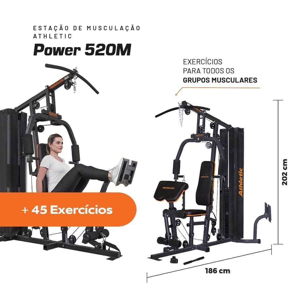 Estação De Musculação Athletic Power 520m 67,5kg Usuário 125kg +45 Exercícios Para Casa E Condomínio - 2